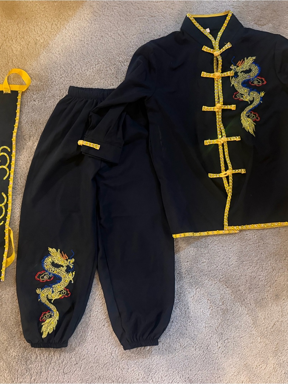 Kids Black & Gold Dragon Dance Costume Set